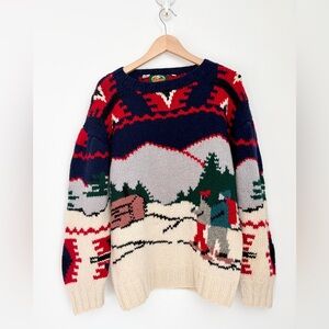Vintage Trailntoe Trading Co. – Ski Scene – 100% Wool Sweater – Large